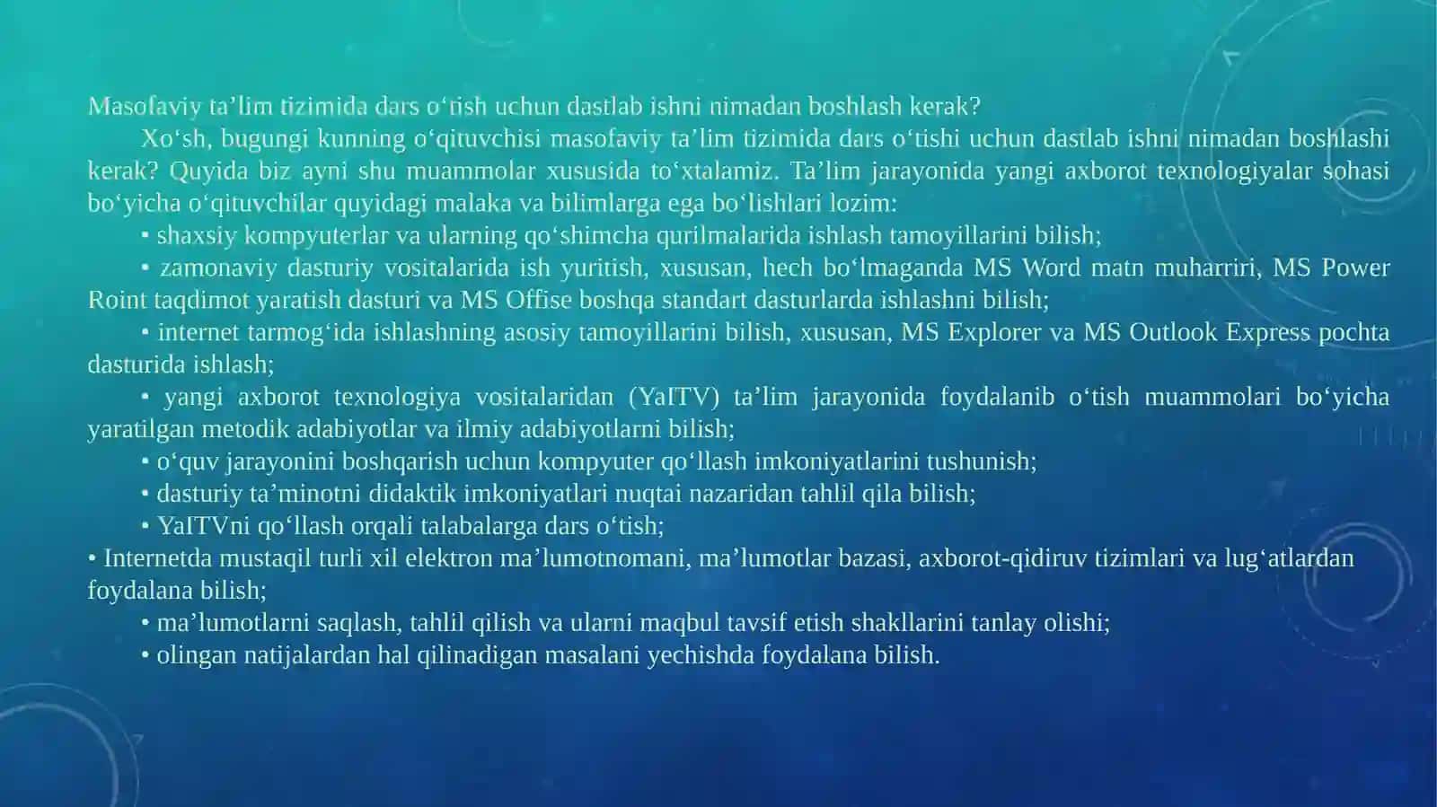 BOSHLANG‘ICH SINFLARDA AXBOROTTEXNOLOGIYASI fanidanma‘ruzamashg’ulotlari 3