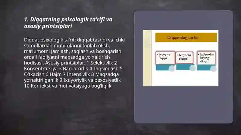 Diqqat turlari va uning xususiyatlari 3