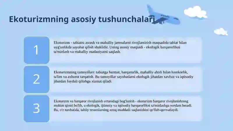 Òzbekistonda ekoturizmni rivojlantirishning asosiy yónalishlari 3