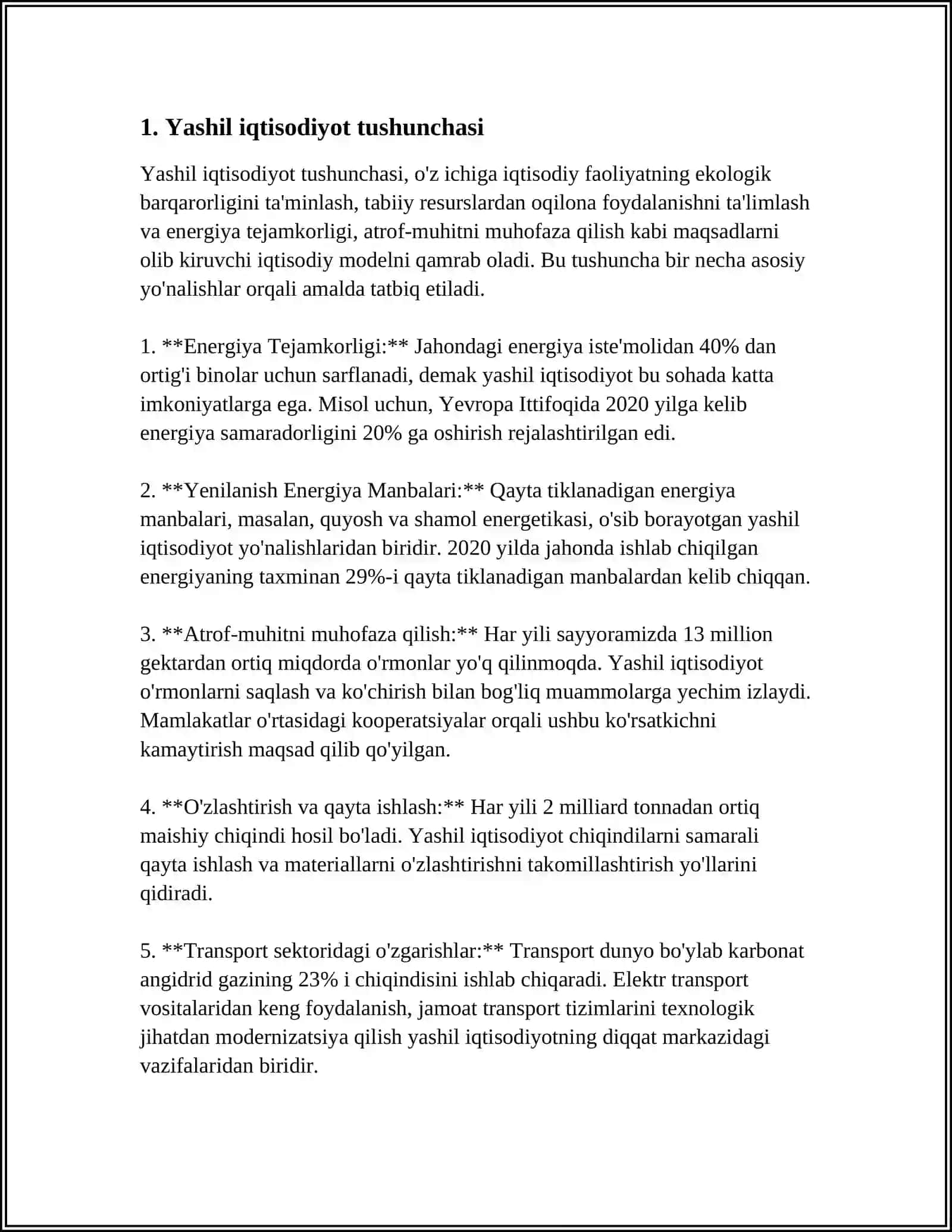 ROSSIYADA "YASHIL IQTISODIYOT"NI RIVOJLANTIRISH STRATEGIYASINING USTUVOR YO`NALISHLARI 3