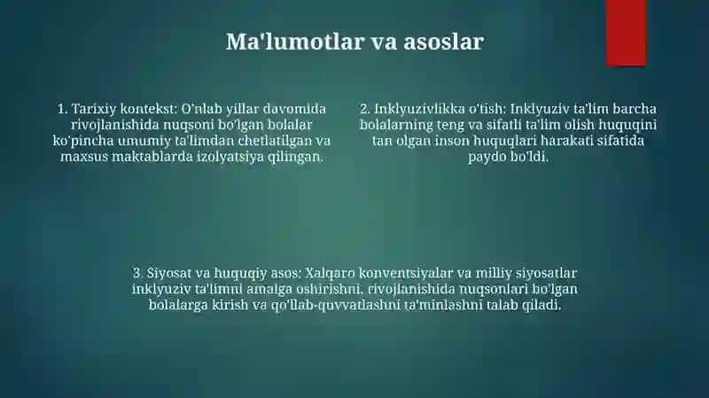 Rivojlanish Muammolari Bo‘Lgan Bolalar Uchun Inklyuziv Ta'Limni Keng Ta‘Limiy Amaliyotga Joriy Etish Algoritmlari 3
