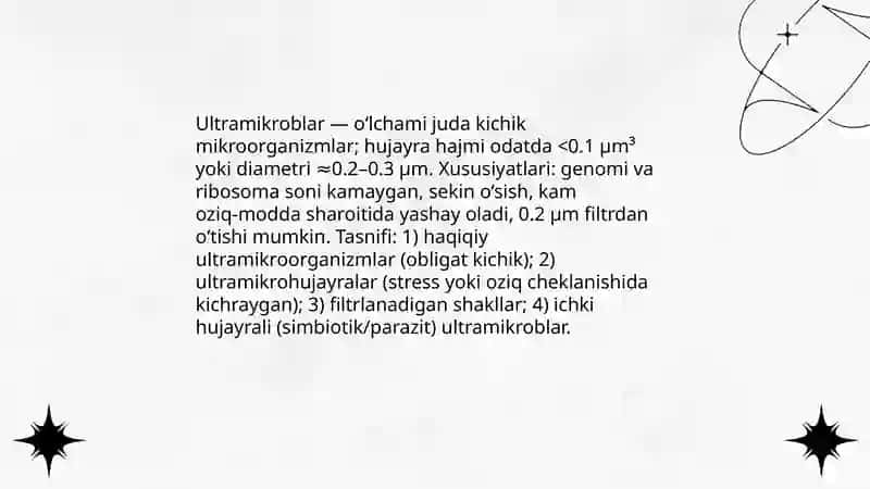 Ultramikroblarning tuzilishi va xususiyatlari. Mogʻor zamburugʻlari. Achitqilar. 3