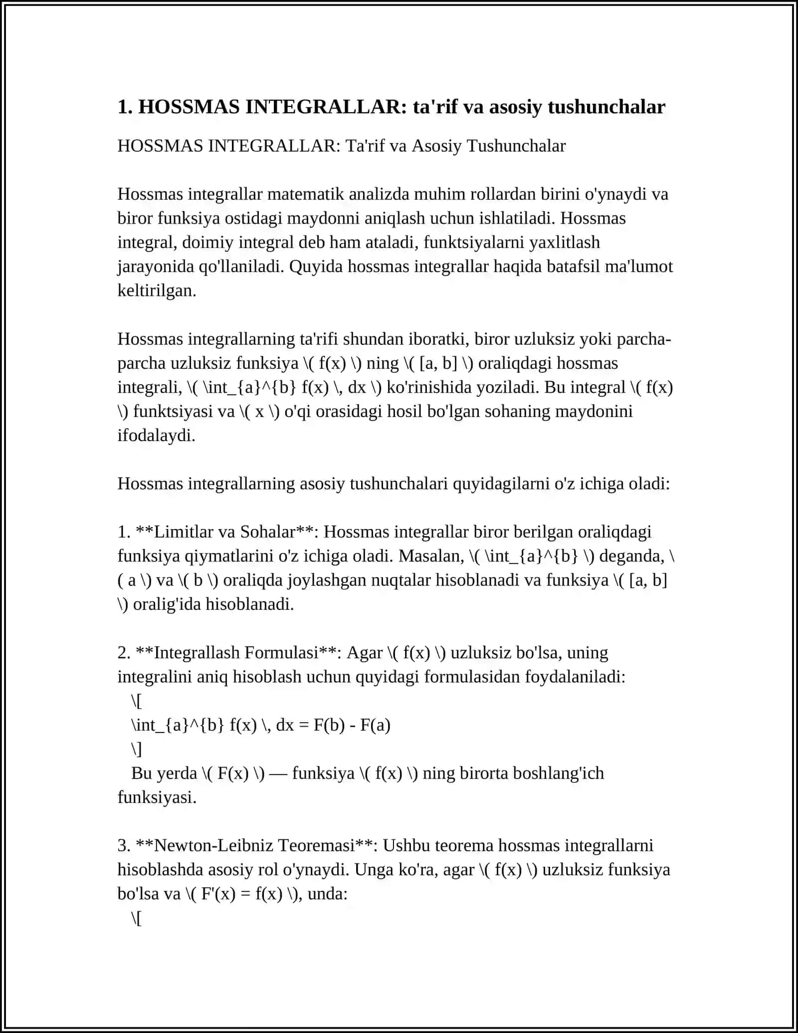 HOSSMAS INTEGRALLAR 3