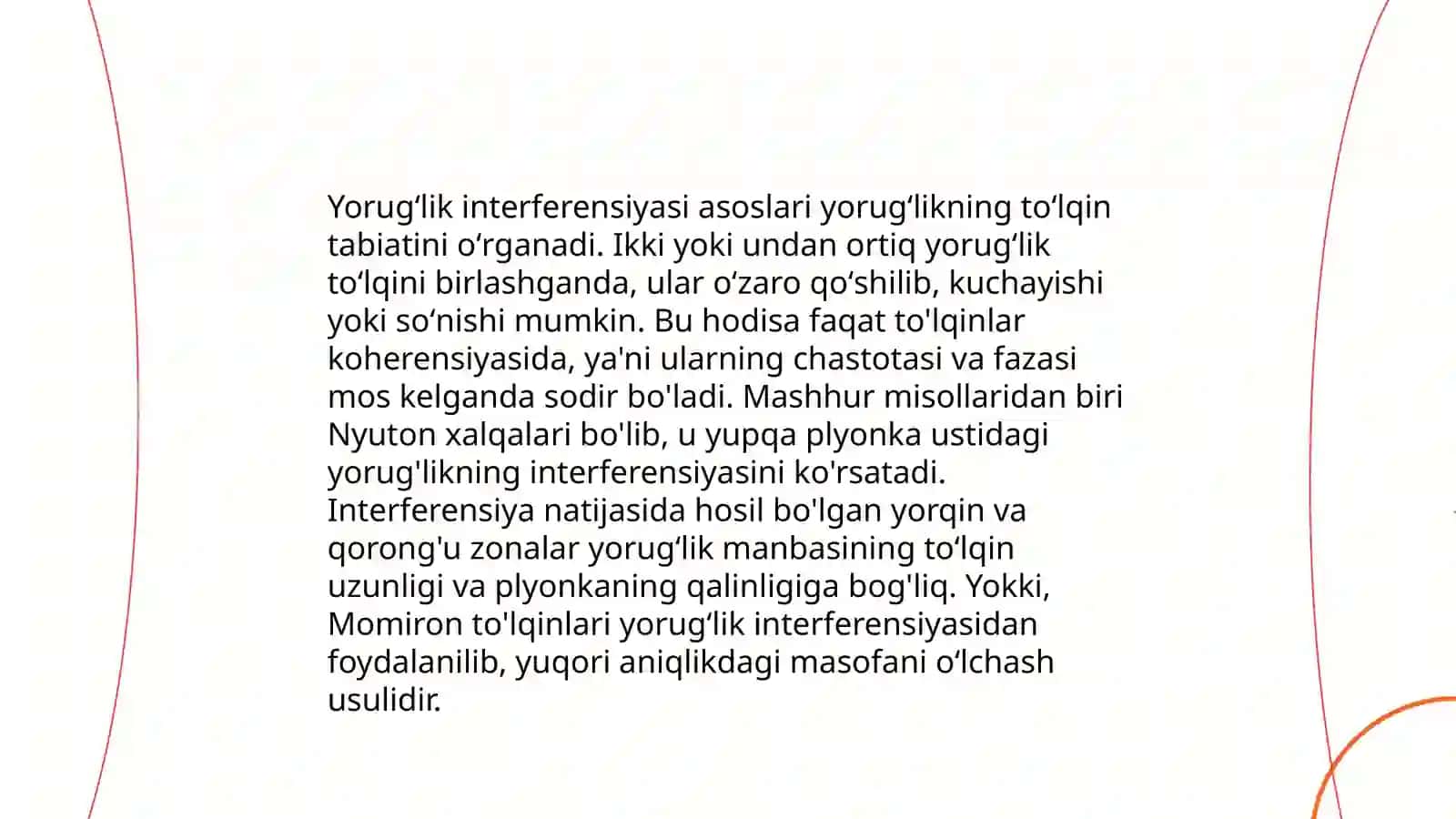 Yorugʻlik interferensiyasini, difraksiyasi va dispersiyasi 3