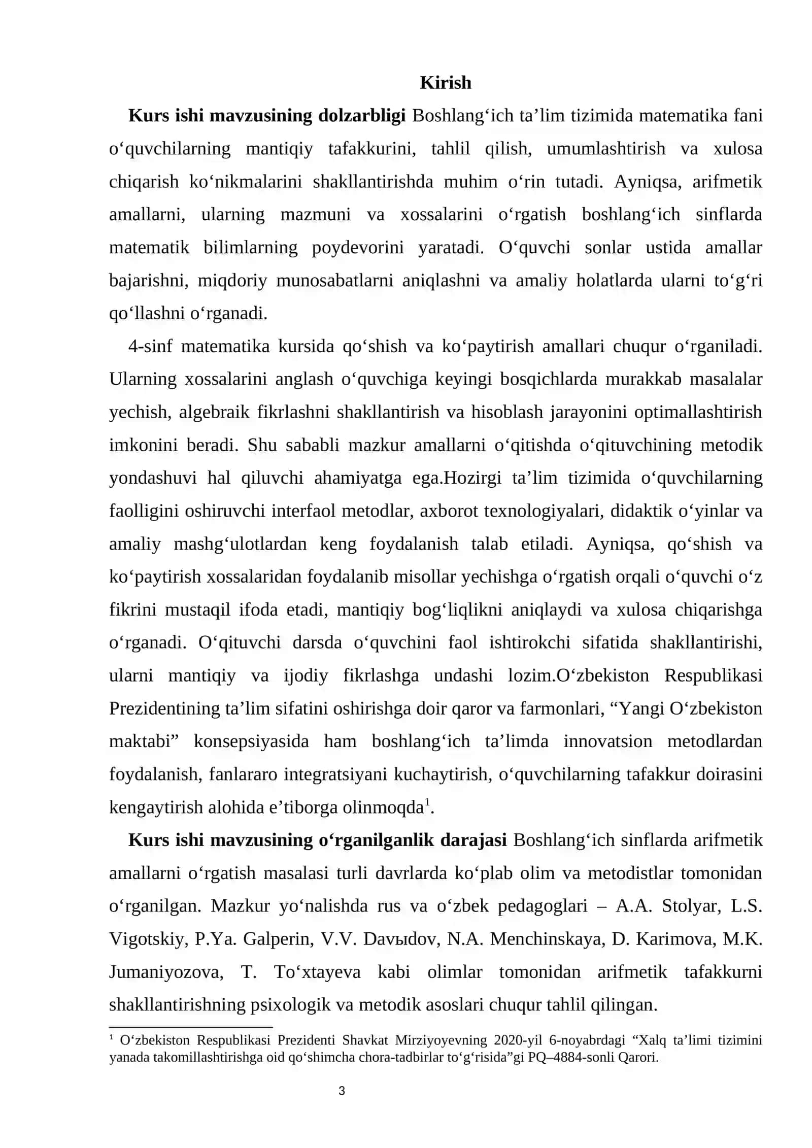 Boshlang‘ich sinflarda qo‘shish va ko‘paytirishning xossalaridan foydalanib misollar yechishga o‘rgatish metodikasi 3