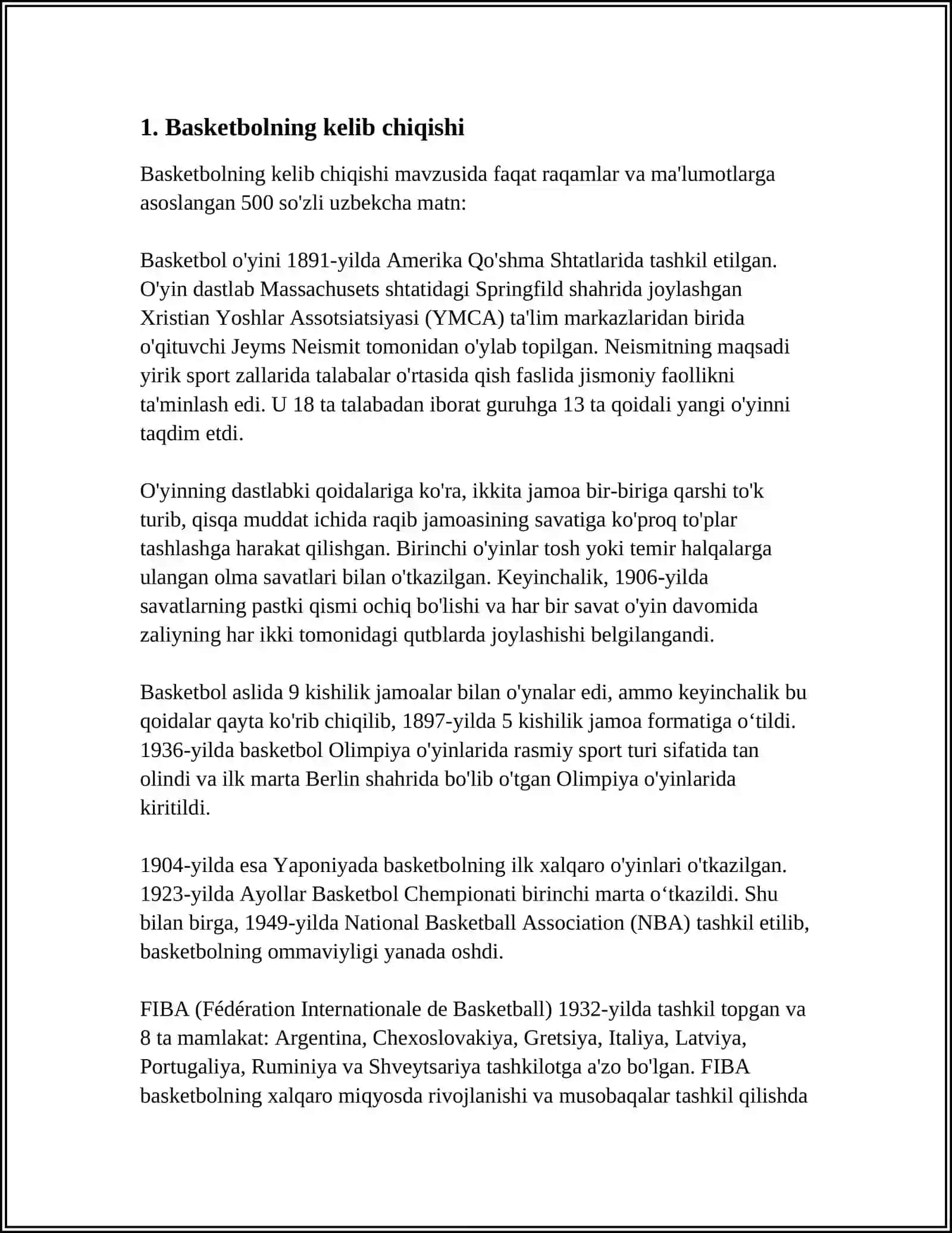 BASKETBOL TARIXINING KELIB CHIQISHI VA RIVOJLANISH TARIXI 3