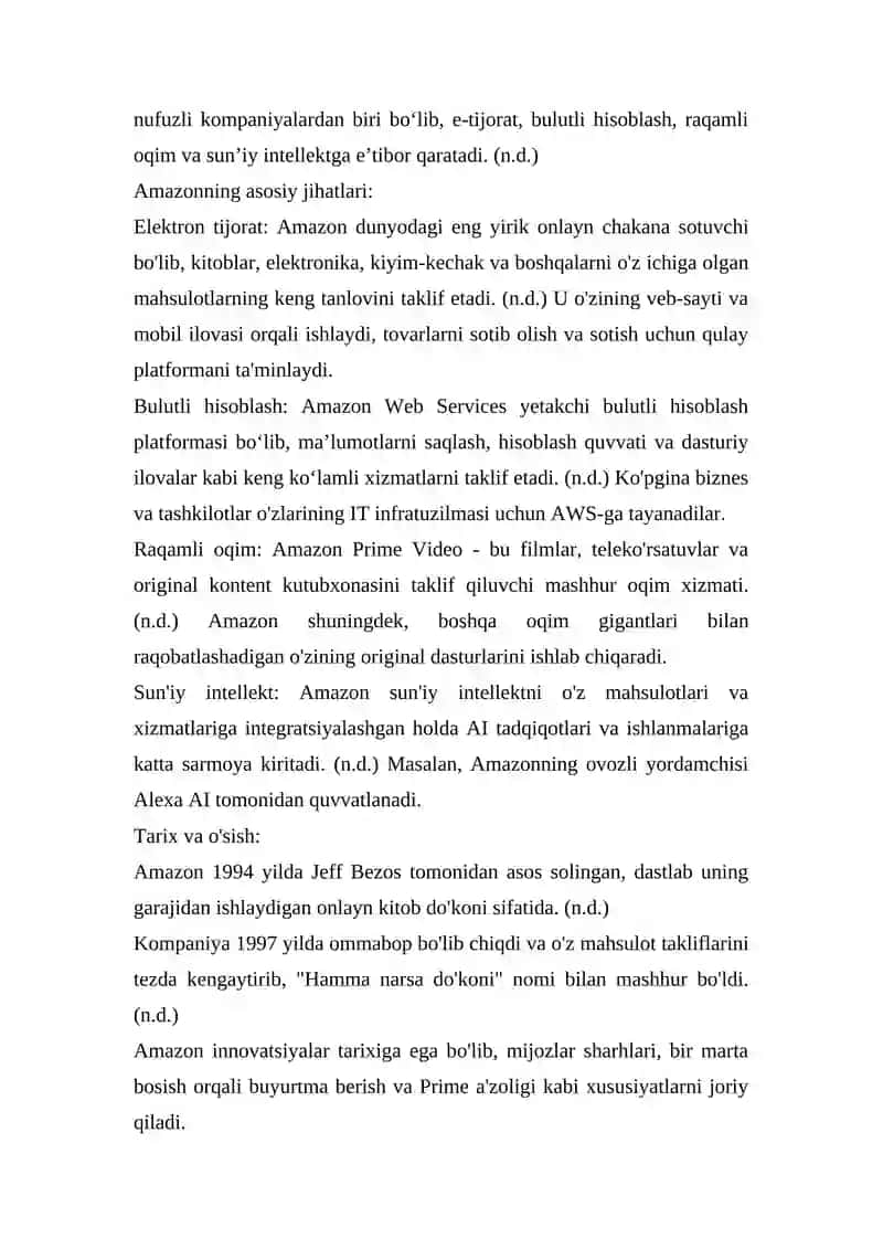 Amazon Kompaniyasi: Global Elektronika 3