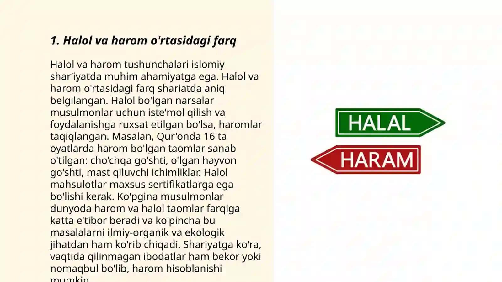 Islom dinioda Yaxshi narsalarning joizligi va yomonliklarning haromligi 3