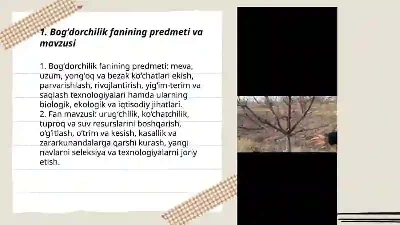 Bogʻdorchilik fanining predmeti va uning vazifalari 3