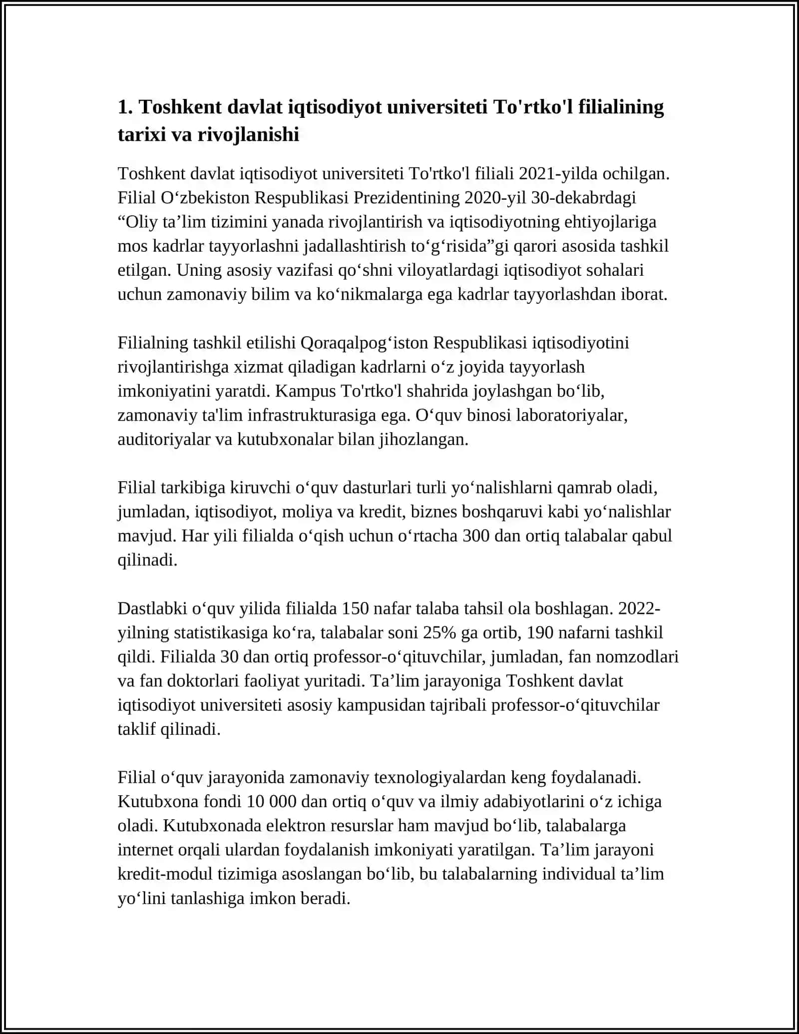 TOSHKENT DAVLAT IQTISODIYOT UNIVERSITETI TORTKOʻL FILIALI 3