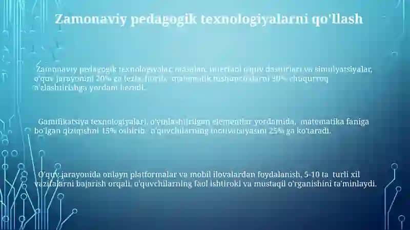 Matematikaga ixtisoslashtirilgan sinflarda oʻqishni tashkil etish 3