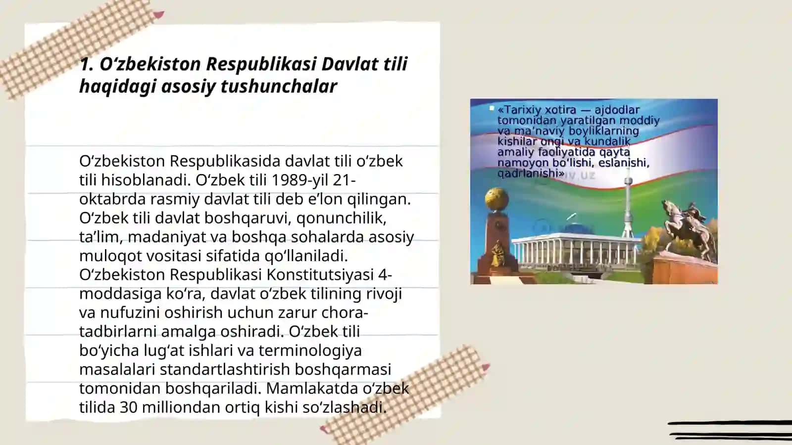 Oʻzbekiston Respublikasi Davlat tili matn qonunini matnlashtirish 3