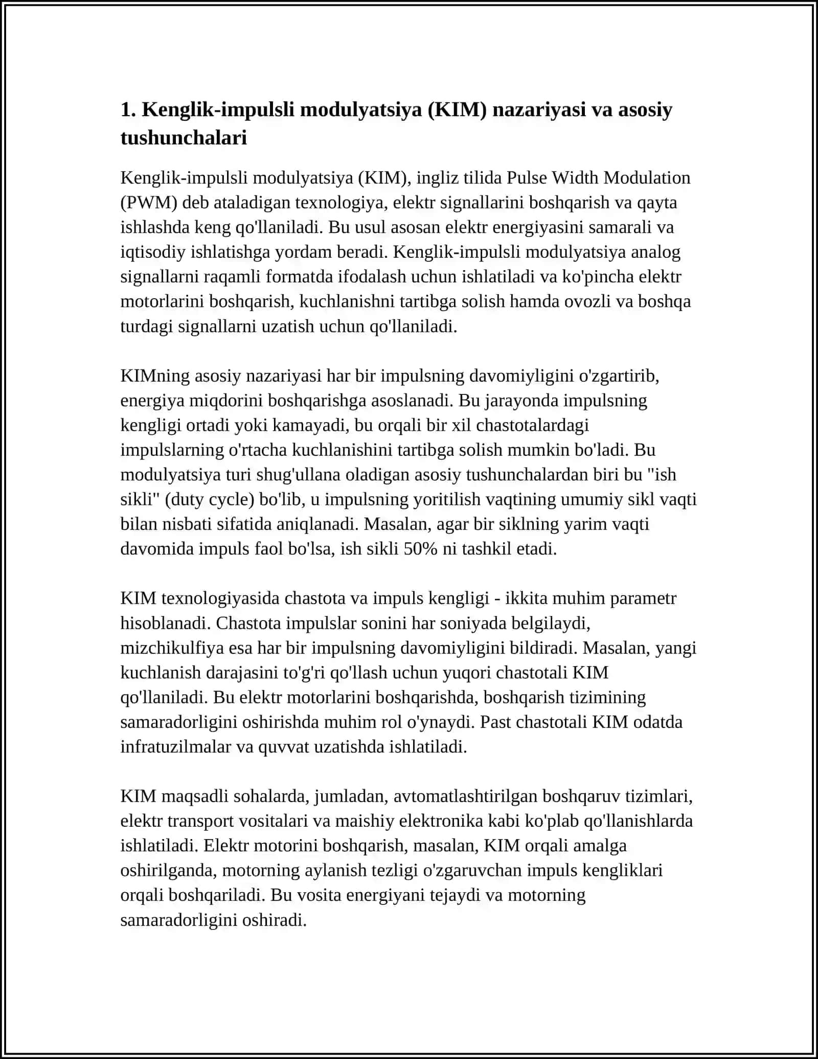 KENGLIK-IMPULSLI MODULYATSIYALASH ORQALI TIZIMLARNI TEKSHIRISH 3