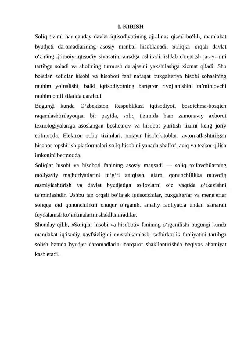 SOLIQLAR HISOBI VA HISOBOTI» FANINING BUGUNGI KUNDA RESPUBLIKAMIZ IQTISODIYOTIDA TUTGA O’RNI 3