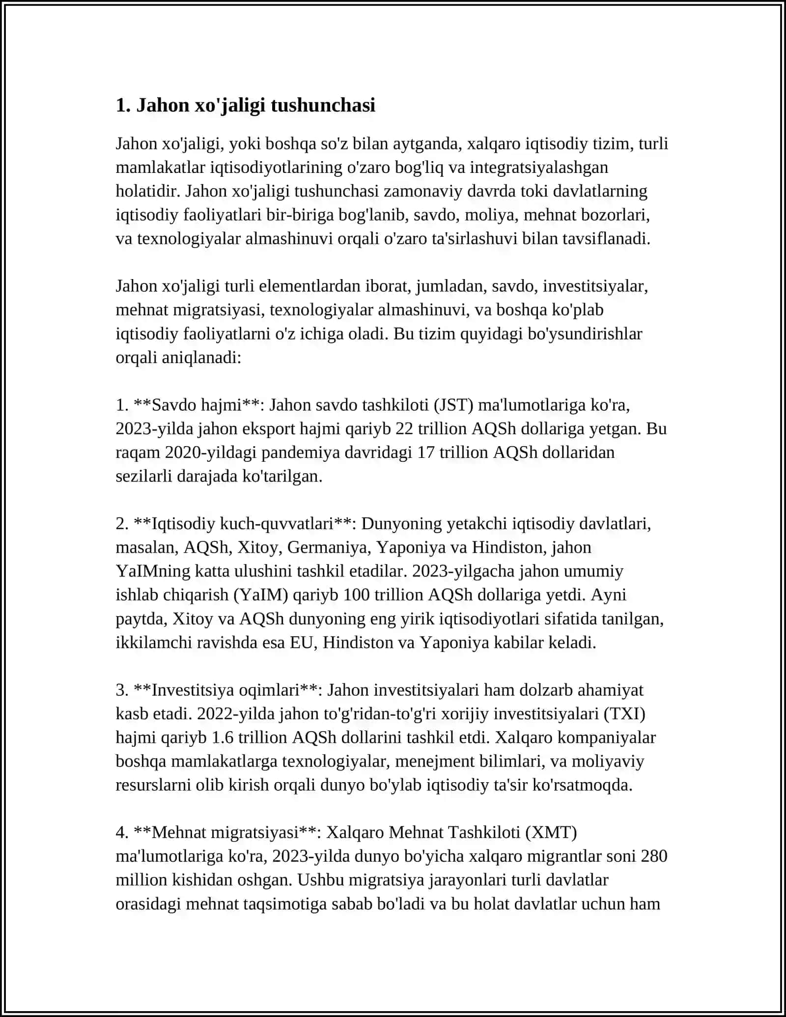 Jahon xo'jaligi va uning evolyutsiyasi 3