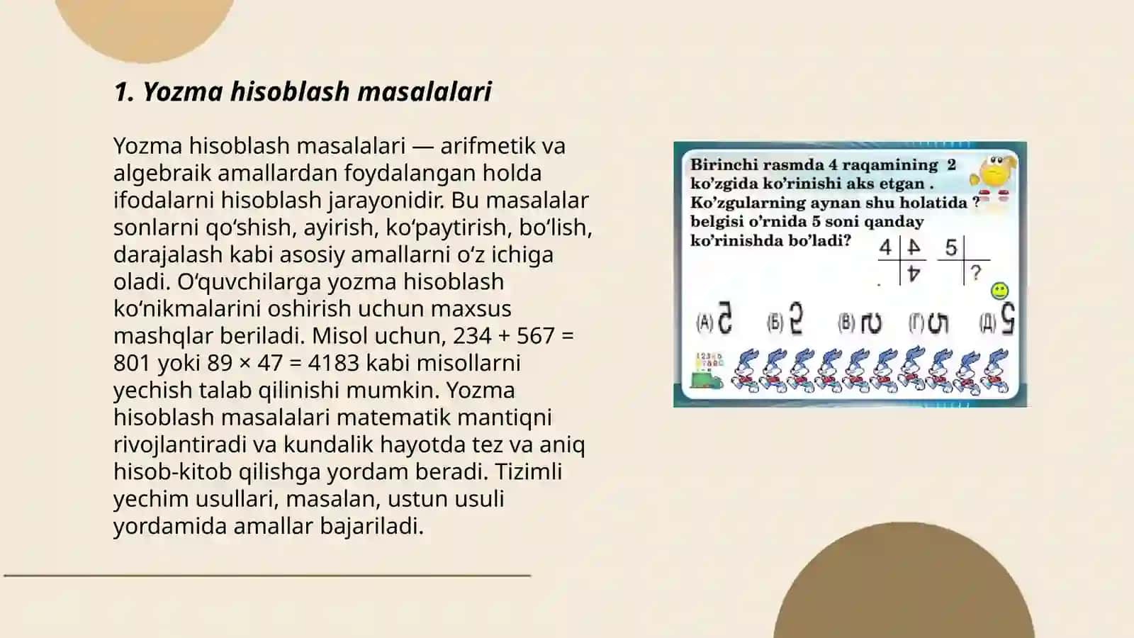 Yozma hisoblash masalalari 3