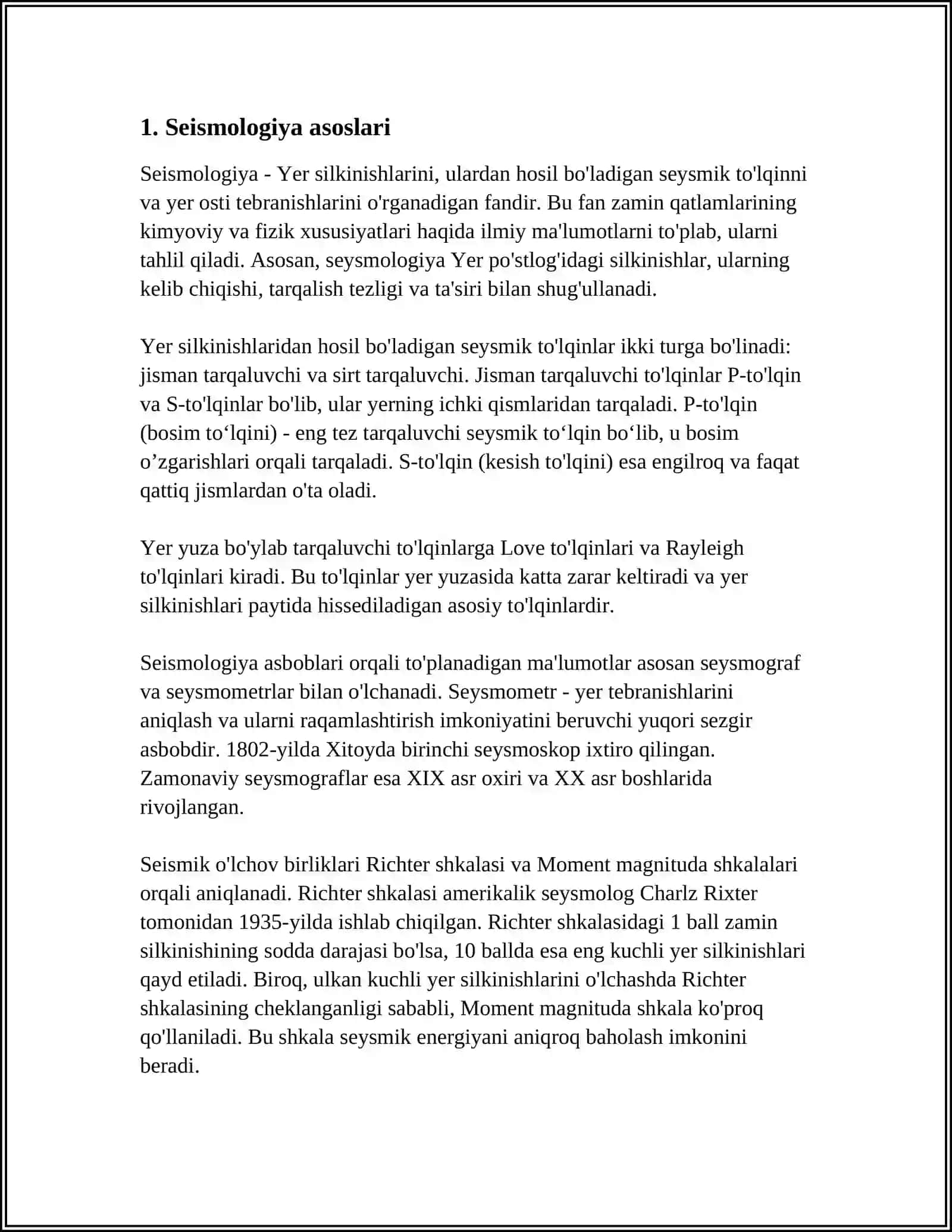 KARRALI INTEGRALLARNING SEYSMOLOGIYADAGI TATBIQLARI 3