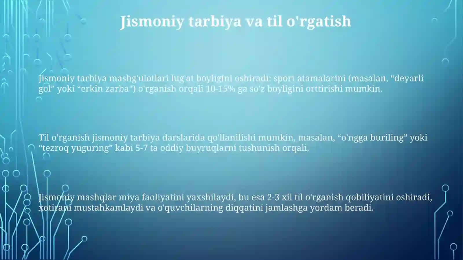 Jismoniy tarbiyaning boshqa tarbiya yo‘nalishlari bilan aloqadorligi 3