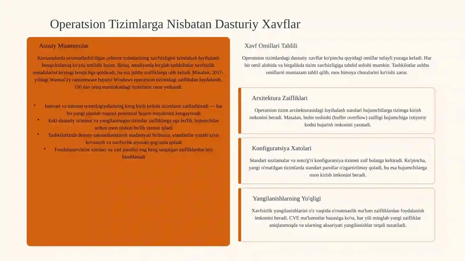 Operatsion Tizimlar va Dasturiy Ta'minot Xavfsizligi 3