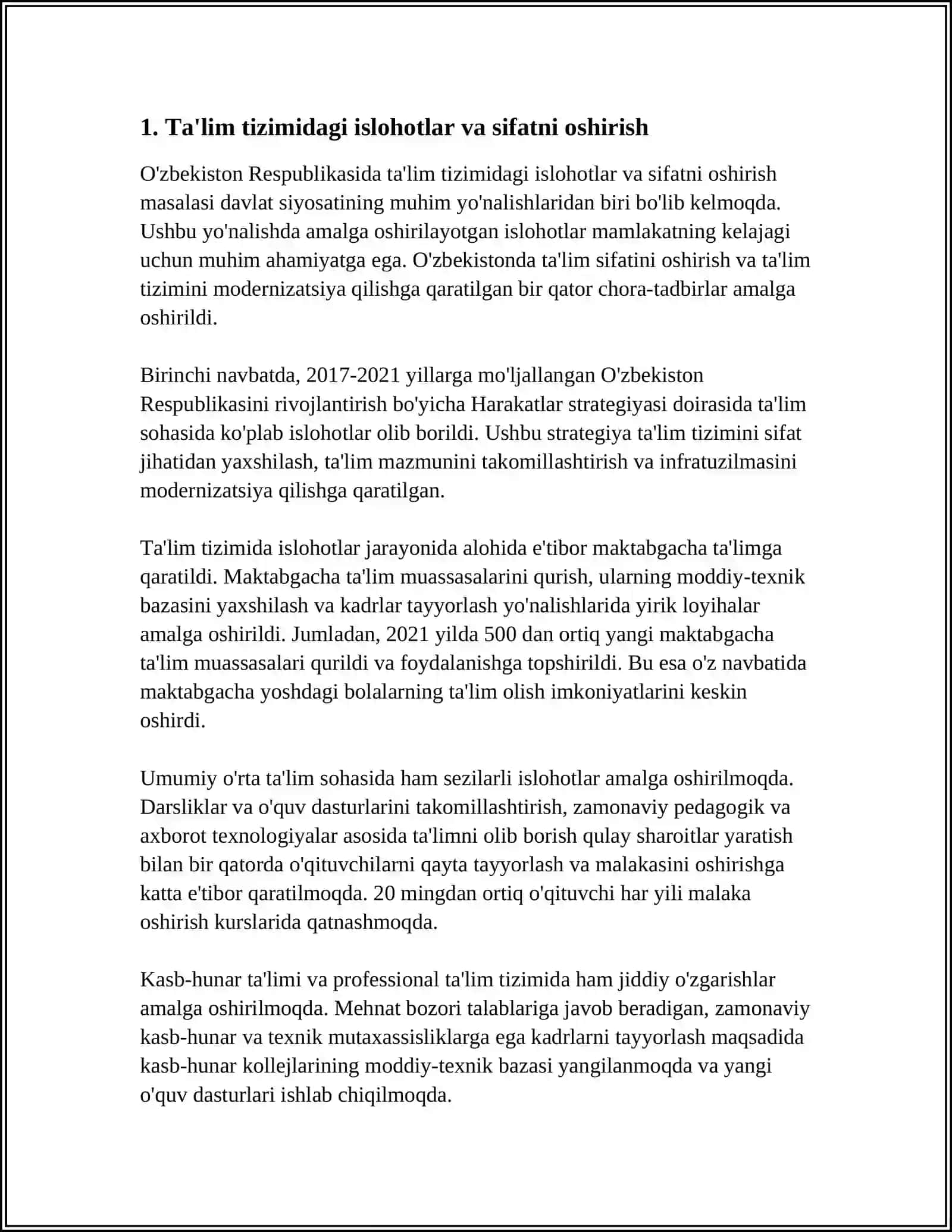 O'ZBEKISTON RESPUBLIKASI OLIY TA’LIM FAN VA INNOVATSIYA VAZIRLIGI 3