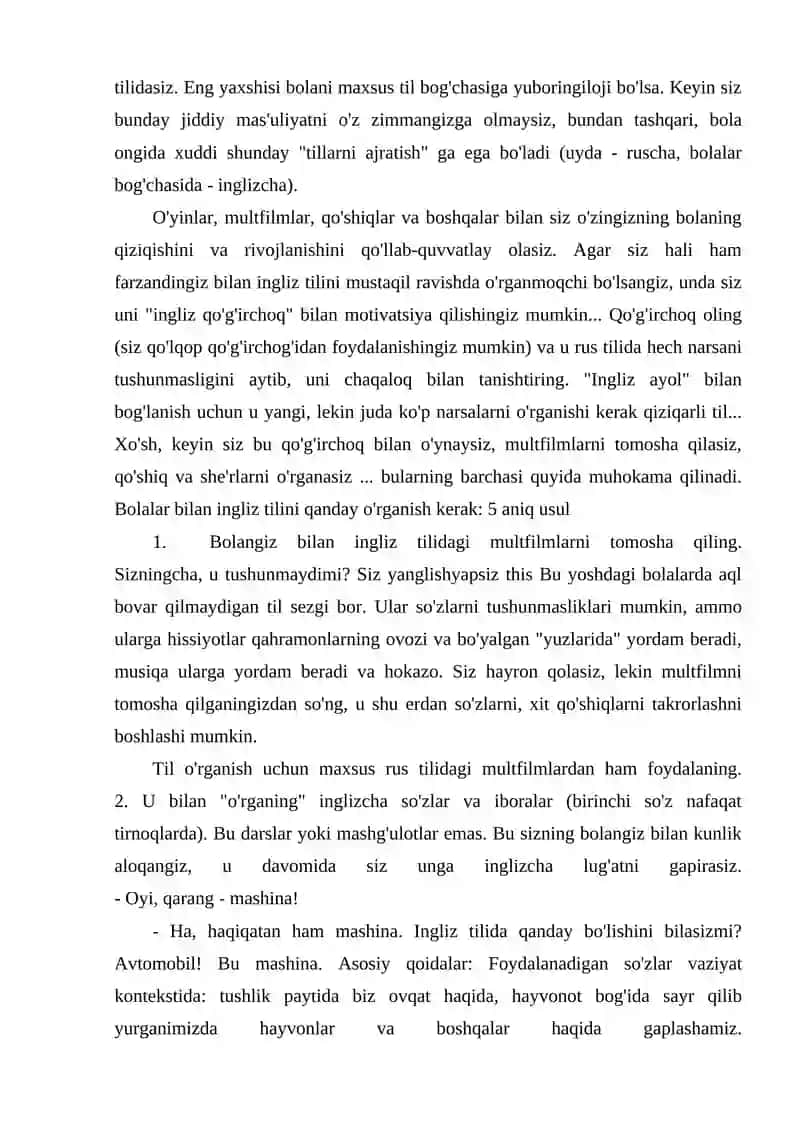 Ilk maktab yoshdagi bolalarga tilni o’rgatish usullari 3