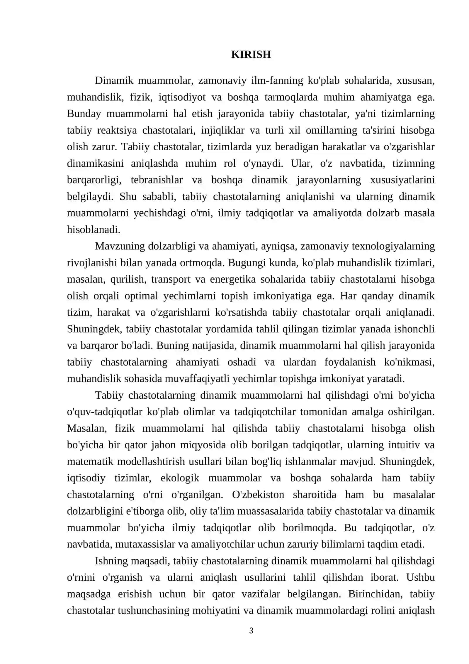 Dinamik muammolar - tabiiy chastotalarini aniqlash 3