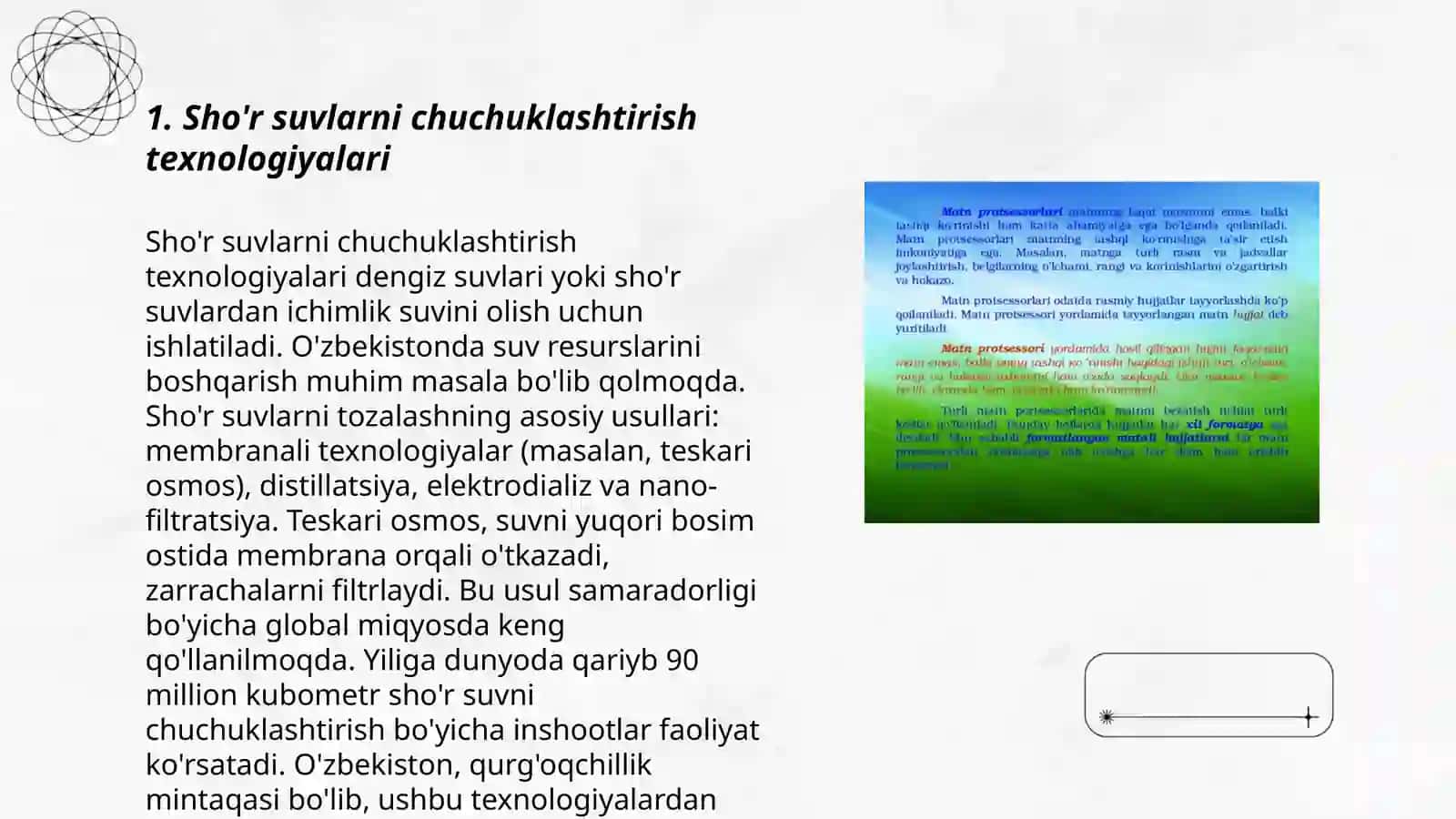 O'zbekiston sharoitida sho'r suvlarni chuchuklashtirish go'yasini yaratish 3