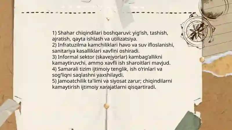 Chiqindilar va ularning ijtimoiy jihatlari. Ularni bartaraf etish yo'llari 3