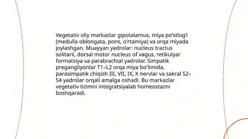 Vegetativ oliy markazlar va ularning funksional ahamiyati 3