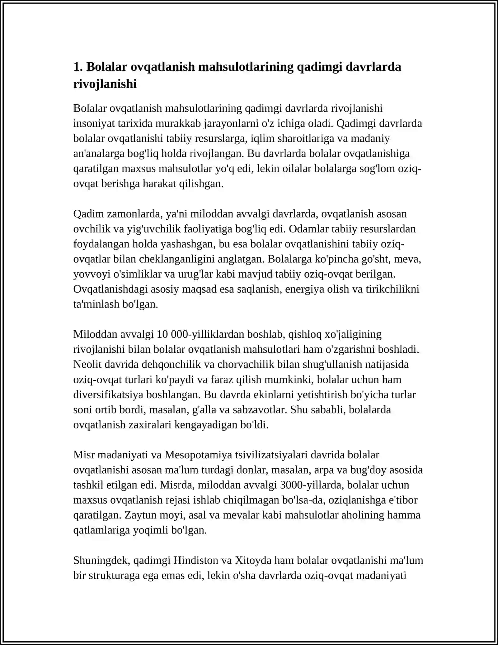 BOLALAR OVQATLANISH MAHSULOTLARI ISHLAB CHIQARISH TEXNOLOGIYASI 3
