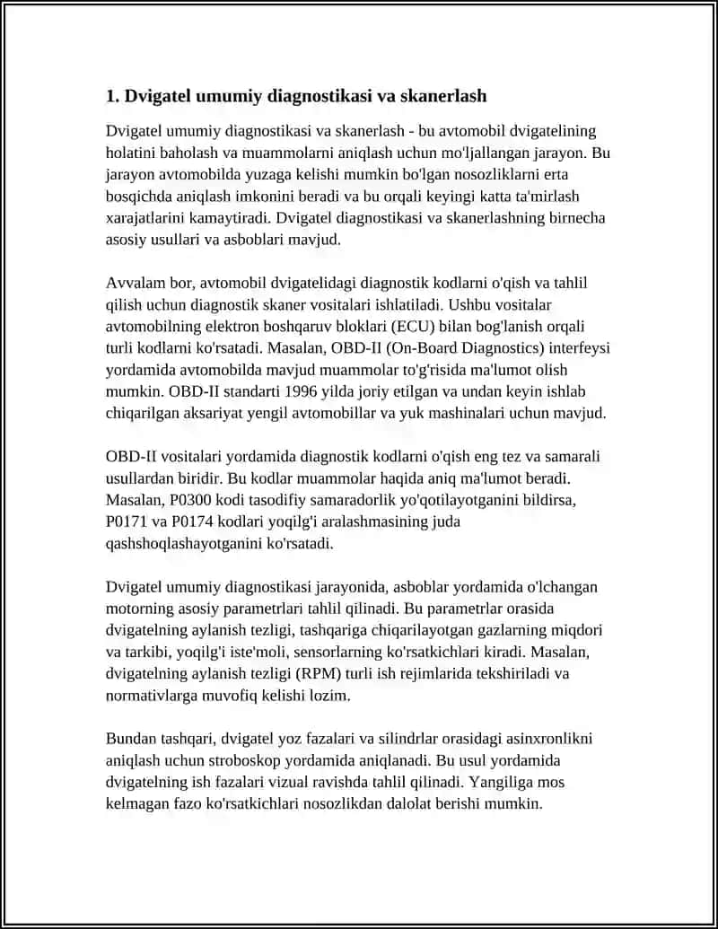DVIGATEL UMUMIY DIAGNOSTIKASI VA SKANERLASH 3