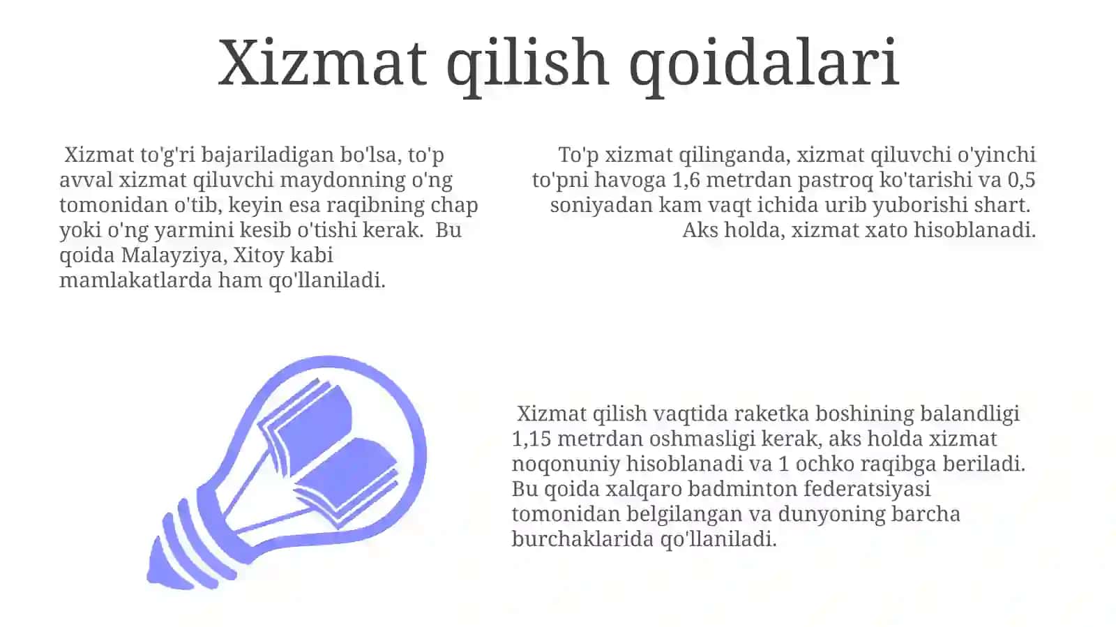 Badminton o'yin qoidalari va hakamlik qilish 3