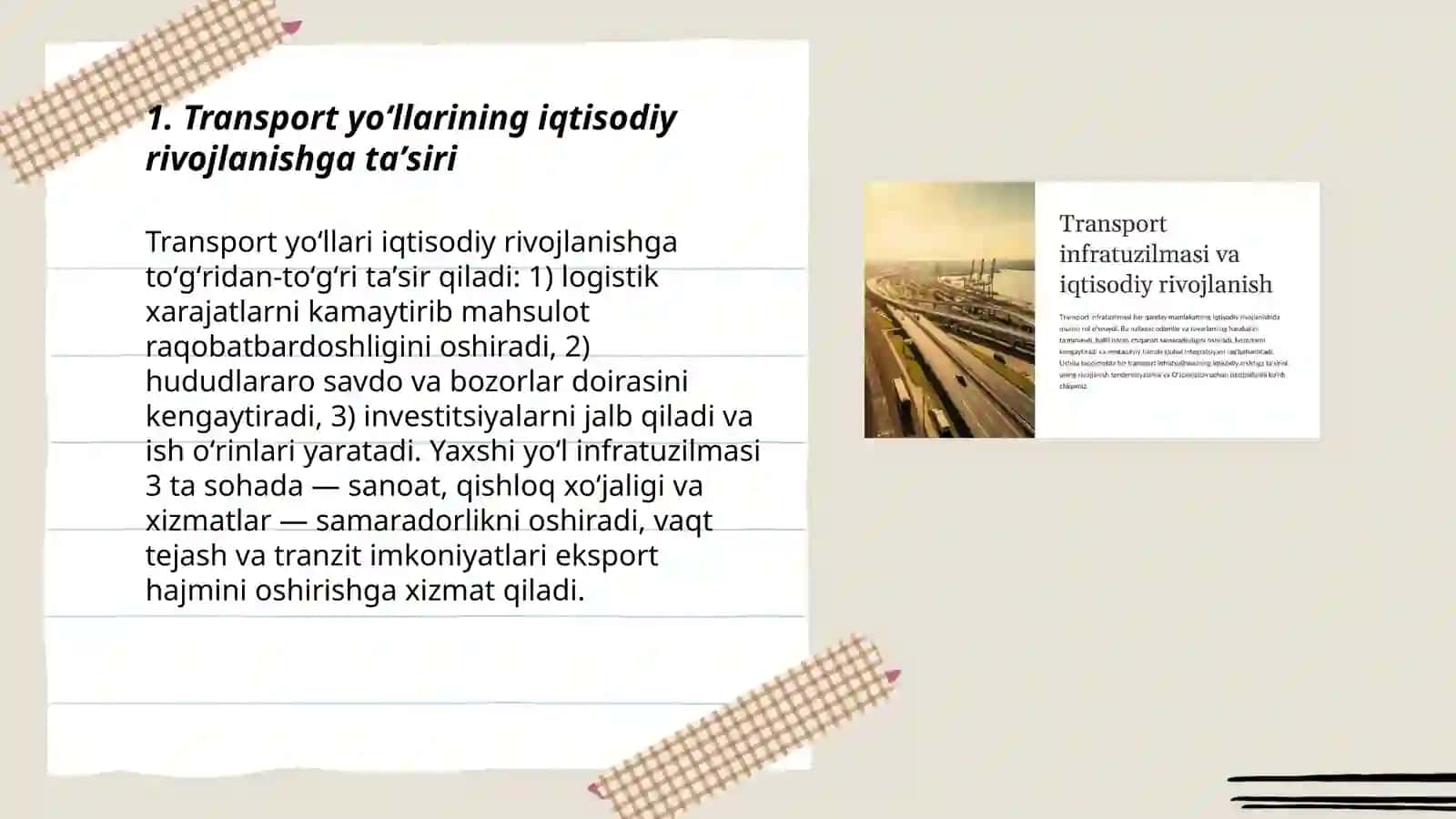 Transport yoʻllari- iqtisodiy rivojlanish yoʻllari 3