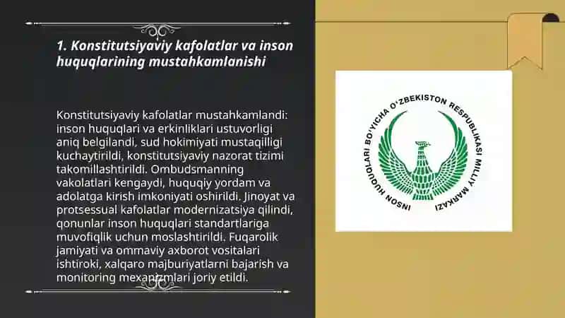 Yangi O‘zbekistonda inson haq-huquqlari va erkinliklari kafolatining yaratilishi 3