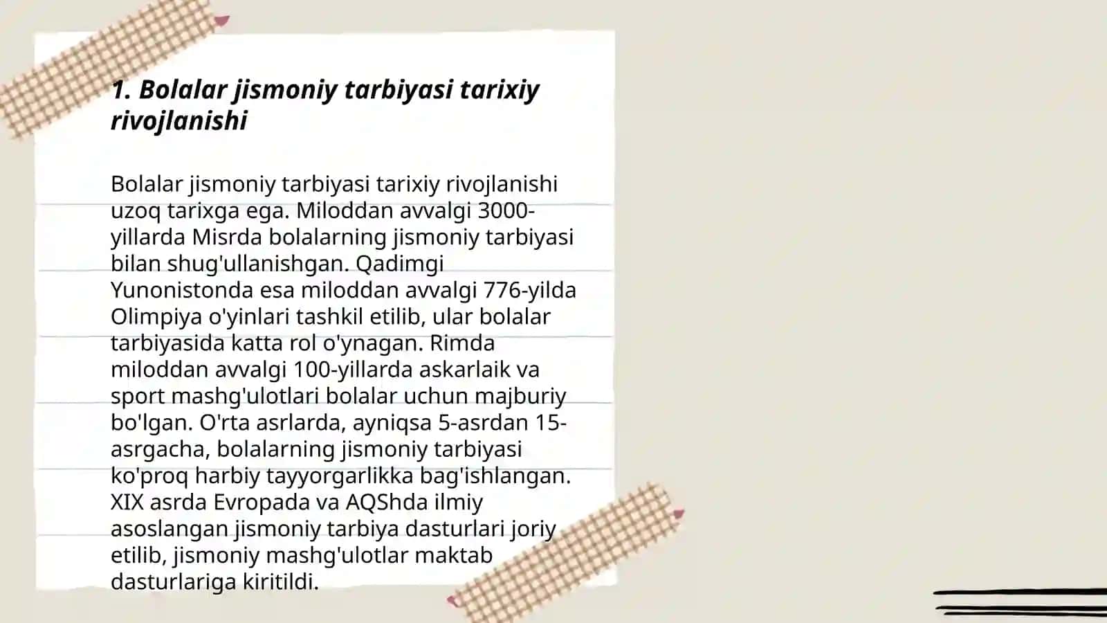 Bolalar jismoniy tarbiyasi tarixiy rivojlanishi 3