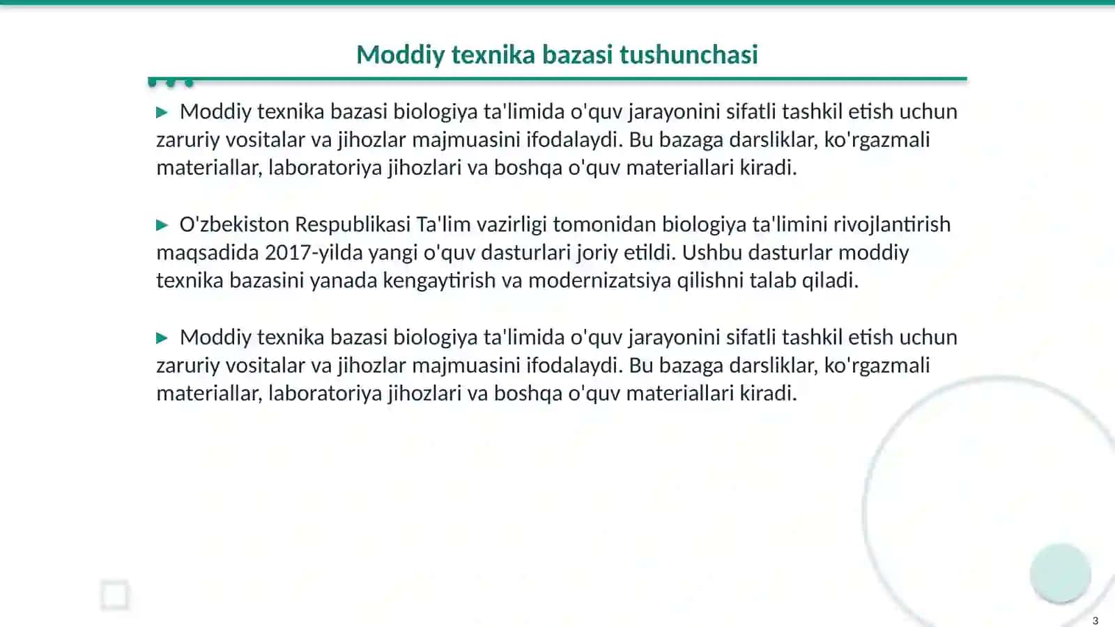 Biologiyani òqitishda moddiy texnika bazasidan foydalanish 3