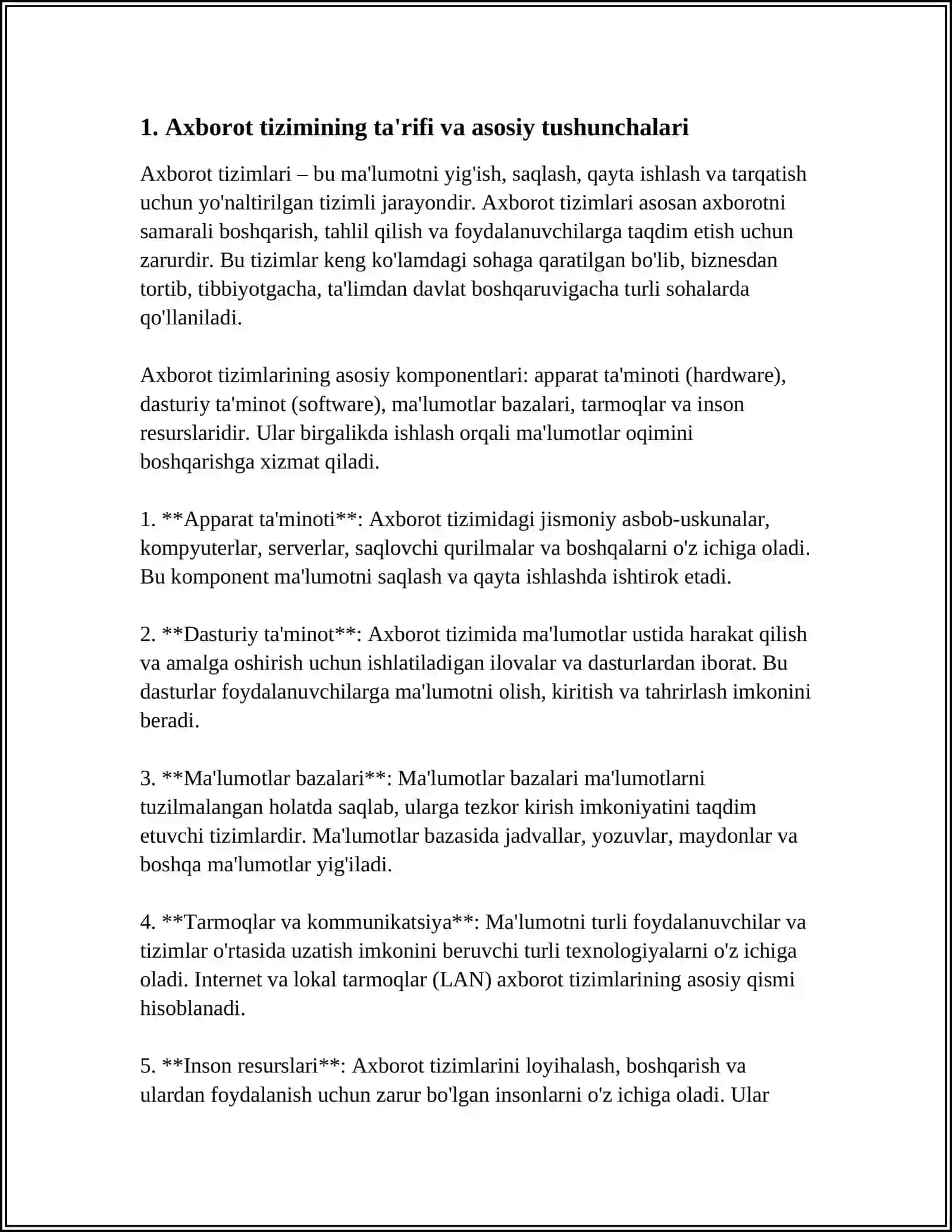 Axborot tizimlari 3