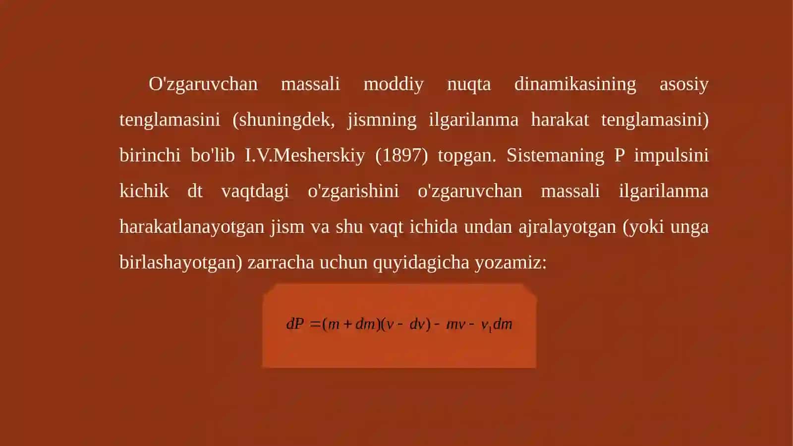 o'zgaruvchan massali jism 3