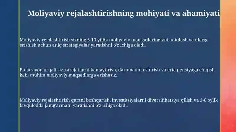 Moliyaviy rejalashtirish va moliyaviy reja 3