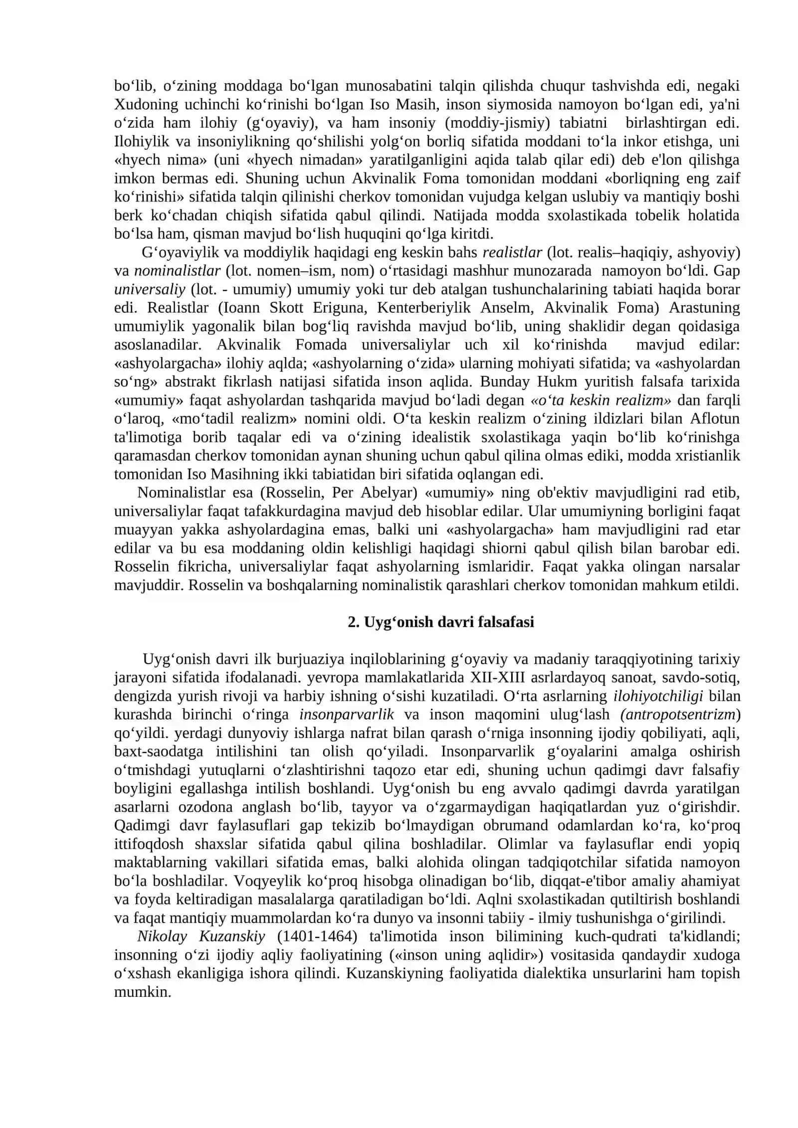 O‘RTA ASRLAR VA YANGI DAVRDA G‘ARB FALSAFASI RIVOJINING ASOSIY BOSQIChLARI 3