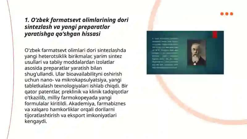 Oʻzbek farmatsevt olimlarining soha rivojiga qoʻshgan hissasi 3