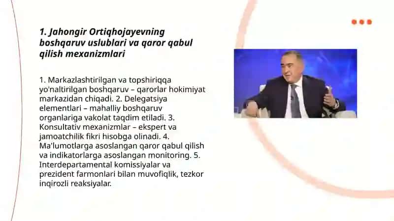 Jahongir Ortiqhojayevning Boshqaruv Faoliyati 3