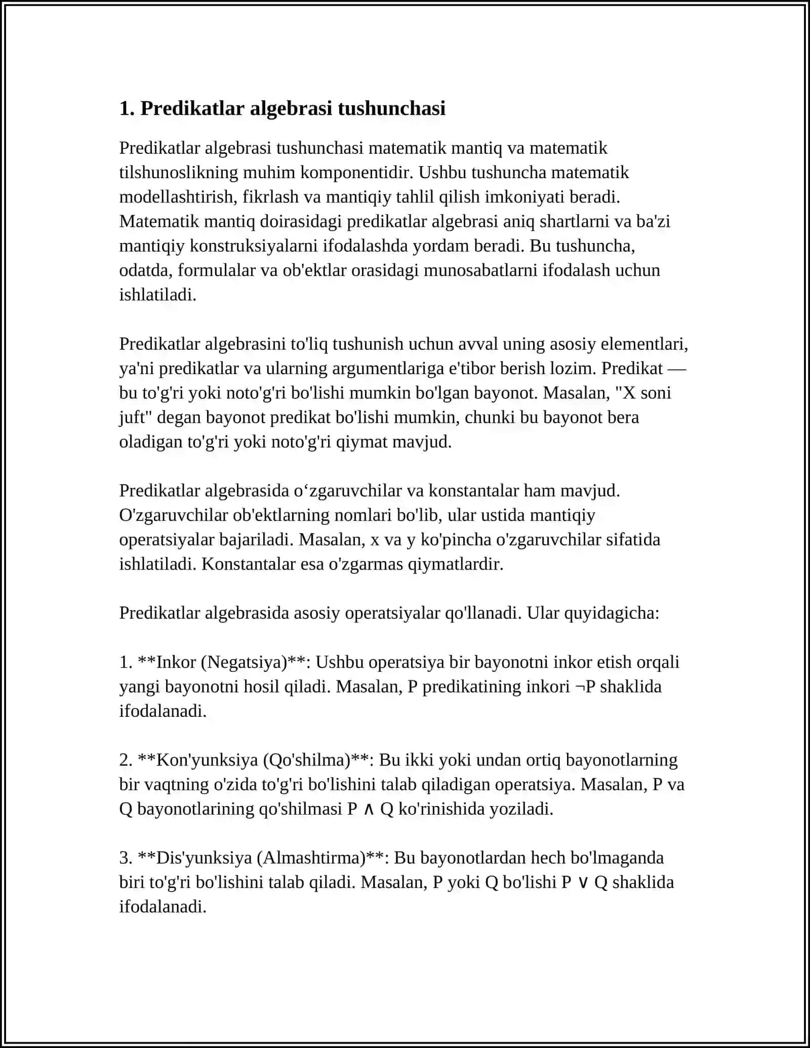 MATEMATIKA PREDIKATLAR ALGEBRASINING FORMULALARI, BAJARILUVCHI RAD ETILUVCHI FORMULALAR 3