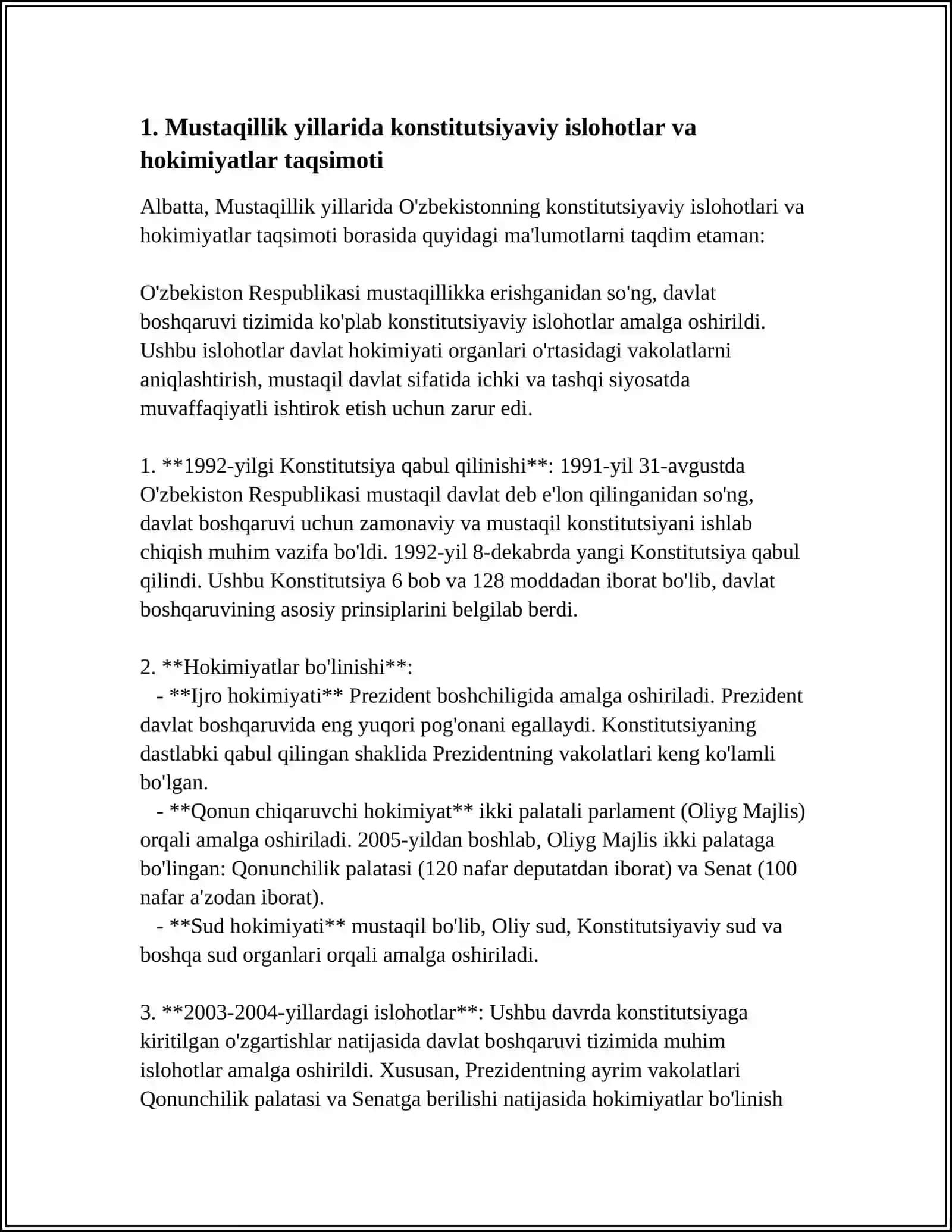 MUSTAQILLIK YILLARIDA DAVLAT BOSHQARUVI TIZIMIDA AMALGA OSHIRILGAN ISLOHOTLAR 3
