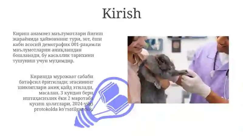 Hayvonlarni ro‘yxatga olish va anamnez ma’lumotlarini to‘plash 3