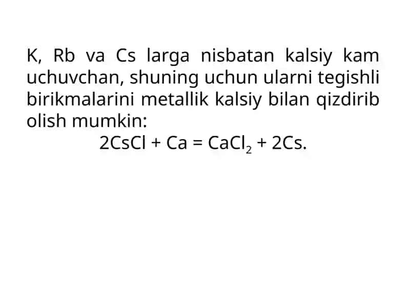 Davriysistemaning II guruhida kalsiyning xossalarini o'rganish 3