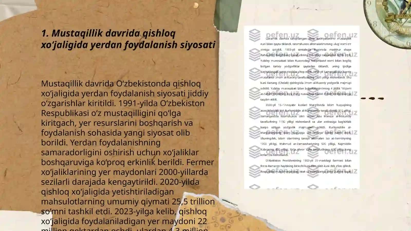 Mustaqillik yillarida qishloq xoʻjalik va sanoat sohasidagi oʻzgarishlar 3
