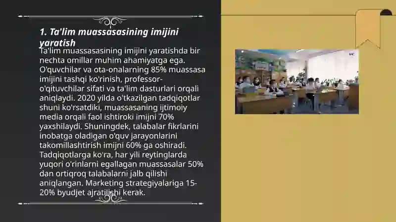 Ta'lim muassasasi jozibadorligi va raqobat shartlari 3