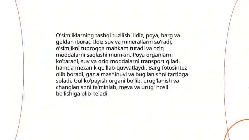 O'simliklar dunyosi va ularni hayot tarzi haqidagi bilimlarini bilib olish va tahlil qilish 3