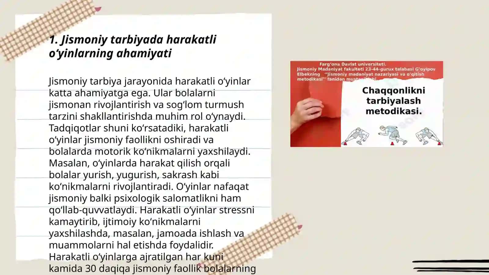 Jismoniy tarbiyada harakatli oʻyinlar 3